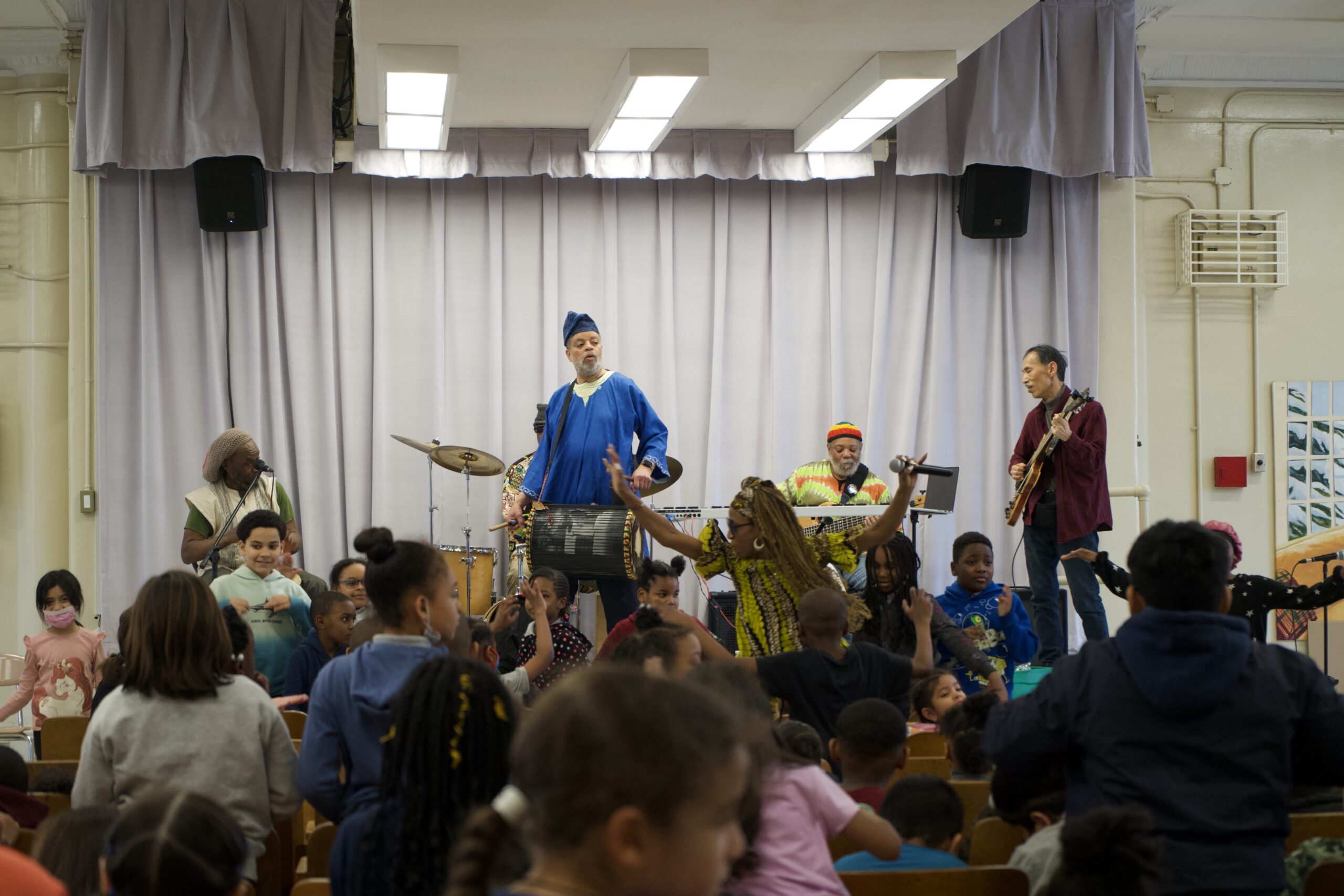 Baba Atiba's group Befo' Quotet Perform an assembly for P.S/M.S 4 in the Bronx.